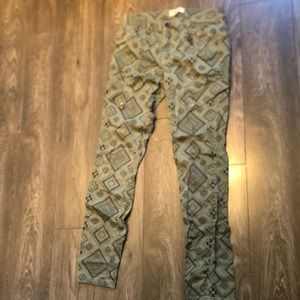 Green patterned pants size 7
